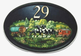 Horses & Gypsy Caravan House Sign - Label #9120929
