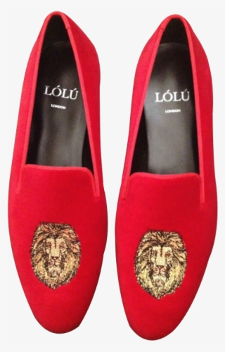 Red Slippers With Lion Crest - Slip-on Shoe #9123844