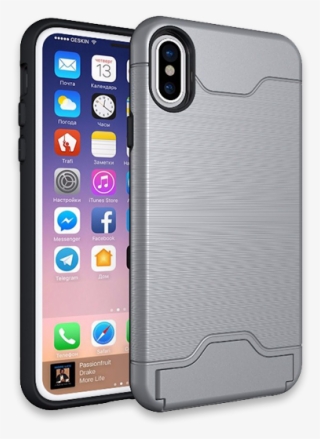 724-anti Shock Texture Card Slot Case For Iphone - Iphone X #9126680