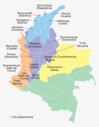 Fig 01 - 5 Regions 32 Departments Colombia - Free Transparent PNG ...