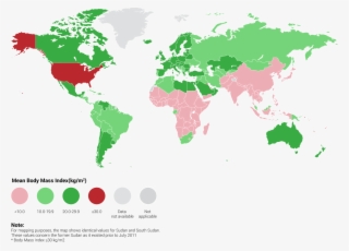 Future Estimates Of Obesity - World Map Outline Colored #9132468