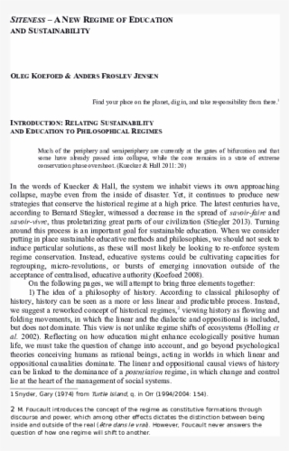 Siteness A New Regime Of Education And Sustainability - Document #9133722
