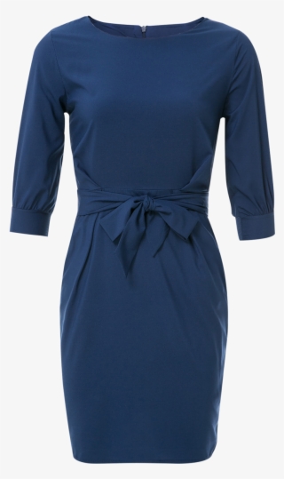 Sheath Boat Neck Dress With Belt - Little Black Dress #9136899