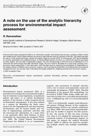 A Note On The Use Of The Analytic Hierarchy Process - Document #9141244