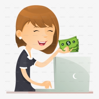 Business Woman And Computer Png Jpg File/brown Right - Cartoon #9142695