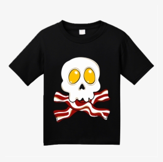 Youth Black Bacon N' Eggs Skull - Eggs Bacon Skull Crossbones #9148631
