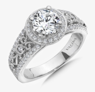 Valina Halo Engagement Ring Mounting In 14k White Gold - Pre-engagement Ring #9149989