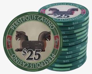 Persepolis Casino Green $25 Ceramic Poker Chip - Stallion #9153421