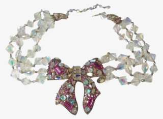 Thelma Deutsch Aurora Borealis Bow Necklace - Bracelet #9153451