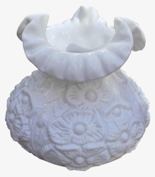 Fenton Milk Glass Poppies Student Lamp Shade Hurricane - Vase #9153935