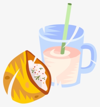 Vector Illustration Of Pocket Sandwich And Glass Of #9153984