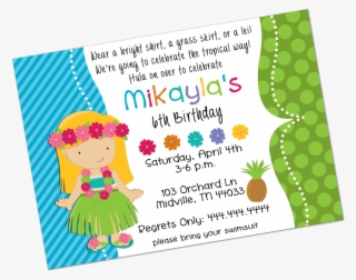 Luau Blonde Girl Digital Invitation - Illustration #9155641