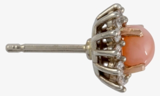 Conch Pearl Diamond Halo Stud Earrings - Body Jewelry #9155884