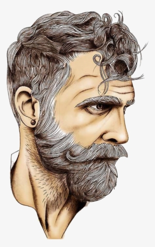 Art Sketch White Bearded Man Transprent Png - Drawing Bearded Man #9157145