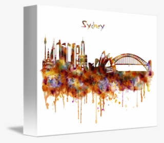 "san Francisco Watercolor Skyline " By Marian Voicu, - Skyline #9159127