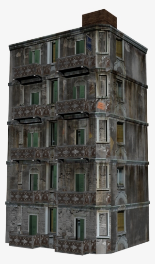 10 Low Poly Old Buildings - Tower Block #9159834