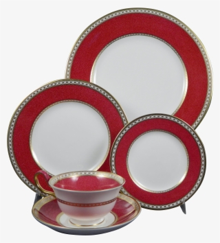 Wedgwood Ulander Ruby W1813 Complete 5 Pc Place Setting - Ceramic #9160440
