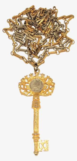 Clip Freeuse Vintage Mcm Coin And Pendant Necklace - Brass #9163484