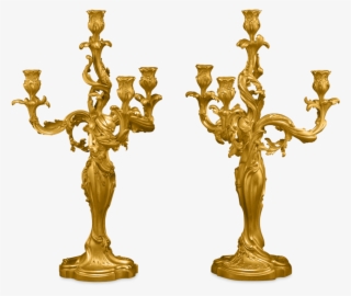 Pair Of 19th Century Doré Bronze Candelabra - Antique #9163778