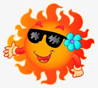 Summer For Sun Content Smiling Cartoon Clipart - Cartoon Sun And Clouds #9167904