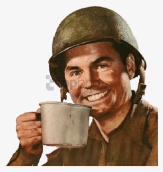 Free Png Download Vintage Us Soldier Png Images Background - Soldier Drinking Coffee #9173762