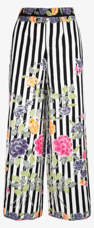 Delia Black & White Stripes Batik Palazzo Pants - A-line #9174236