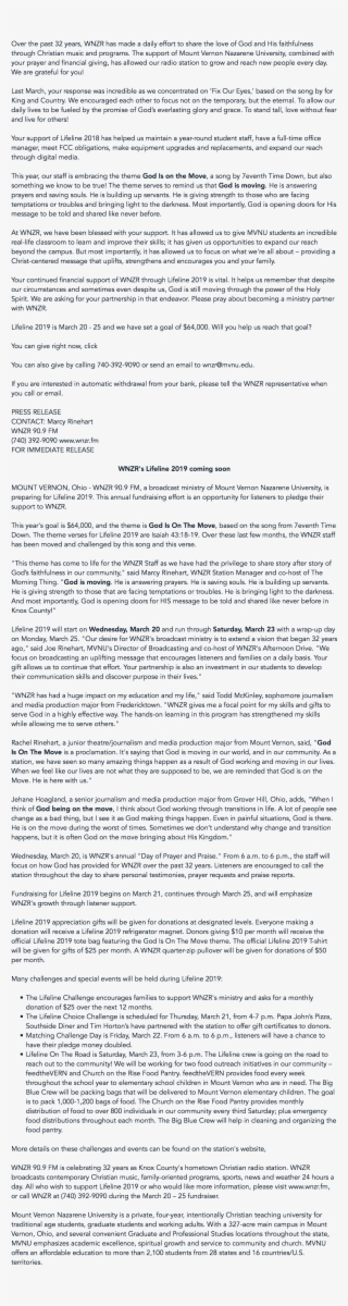 Over The Past 32 Years, Wnzr Has Made A Daily Effort - Document #9177288