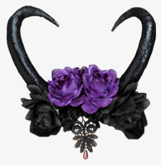 #horns #crown #flowers #purple #black #goth #gothic - Forest Fairy Queen Headband #9177990