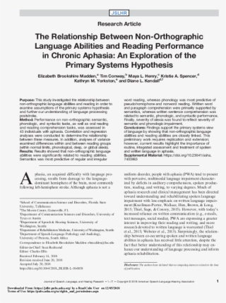 Madden Et Al The Relationship Between Non-orthographic - Document #9183980