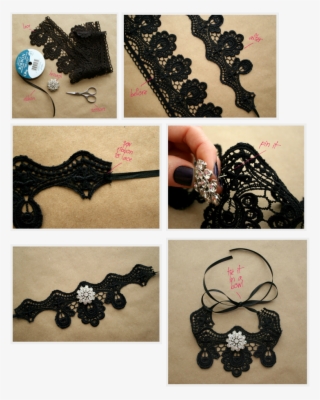 Collar De Blonda Y Cinta - Diy Choker #9185654