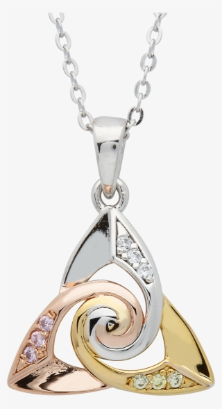 Silver Cz Trinity Spiral Centre Tri Colour Pendant - Locket #9195897