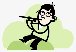 Vector Illustration Of Musician Plays Flute Musical - Person In Deep Thought #9196611
