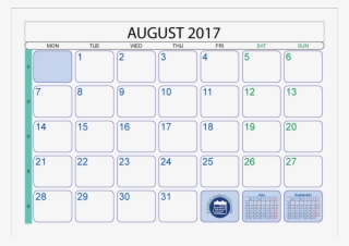 2017 Printable Calendar With Holidays - August Calendar 2017 Transparent #9198693