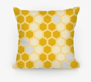 Large Yellow Geometric Honeycomb Pattern Pillow - Blue Trellis Pattern #920279