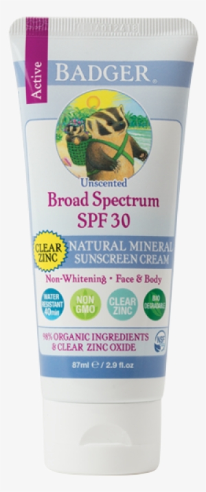 Clear Zinc Oxide Unscented Sunscreen Water Resistant - Badger Sunscreen #920428
