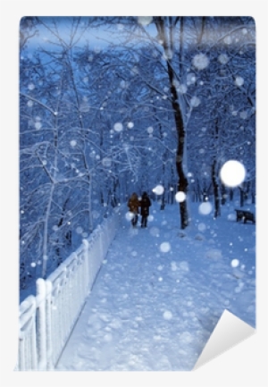 Couple In Walking In Winter Park In Snowfall - Снег Идет #921031