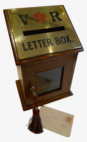 Antique English Letters Box In Oak With Brass C - Wood #924945