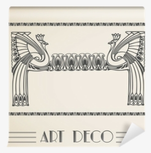 Vector Art Deco Frame With Peacock Wall Mural • Pixers® - Vector Art Déco #924968