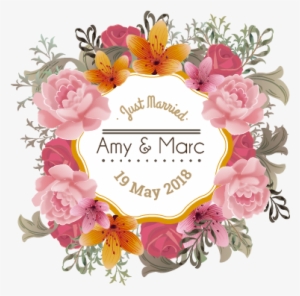 Personalised Floral Frame Wedding Sticker Tenstickers - Hoa Vintage Vector #925767