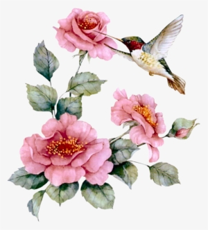 Pássaros Em Imagens Png - Hummingbird With Pink Roses Necklace ,bird Gifts #925792