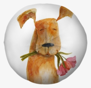 Red Dog With Flowers - Disegno Cane Con Fiori #926292