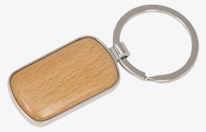 Silver & Wood Rounded Corners Rectangle Keychain - Keychain #926926