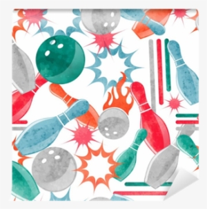 Watercolor Bowling Seamless Pattern - Bowling Ball #929452