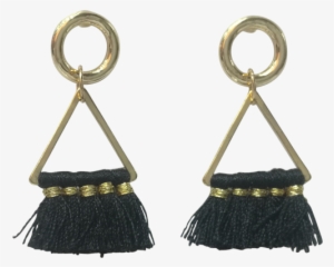 Black Triangle Tassel Sml - Earrings #929473