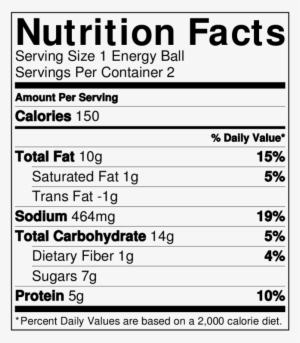Macha Energy Balls Nutritionlabel - Beer Nuts Hot Bar Mix 32 Oz. Sup Bag #929901