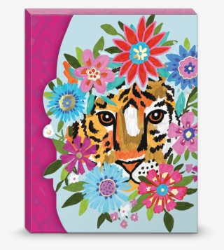 Floral Tiger Portfolio Pocket Note Pad - Floral Design #9201870