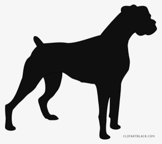 Boxer Dog Clipart Black And White - Boxer Dog Silhouette Vector Free #9202483