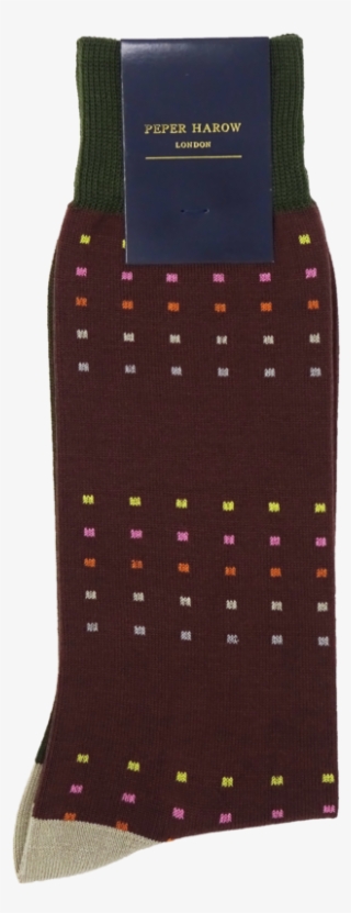 Brown & Green Square Polka Men's Socks - Sock #9206041