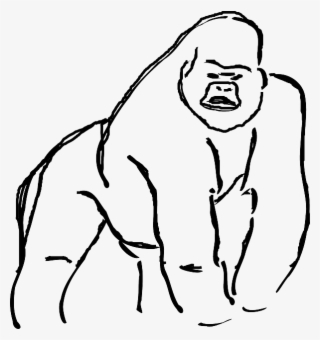 Gorilla Clipart Line - Gorilla Line Art #9209752
