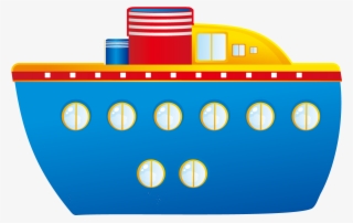 Cartoon Cruise Ship - Blue Boat Clip Art #9221606